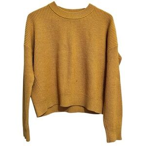 Outerknown Recycled Cashmere Merino Crop Sweater in Coriander Yellow